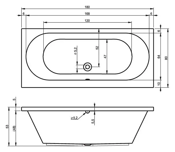 Ванна акрилова Rho Carolna 180x80 BB5400500000000 Білий - фото 2