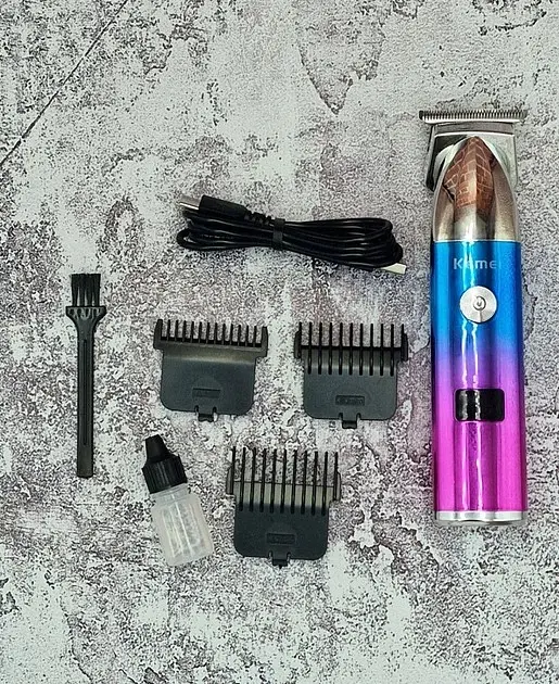 Машинка для стрижки волосся Kemei KM-251 акумуляторна 3 насадки в комплекті професійний тример для бороди та вусів - фото 5