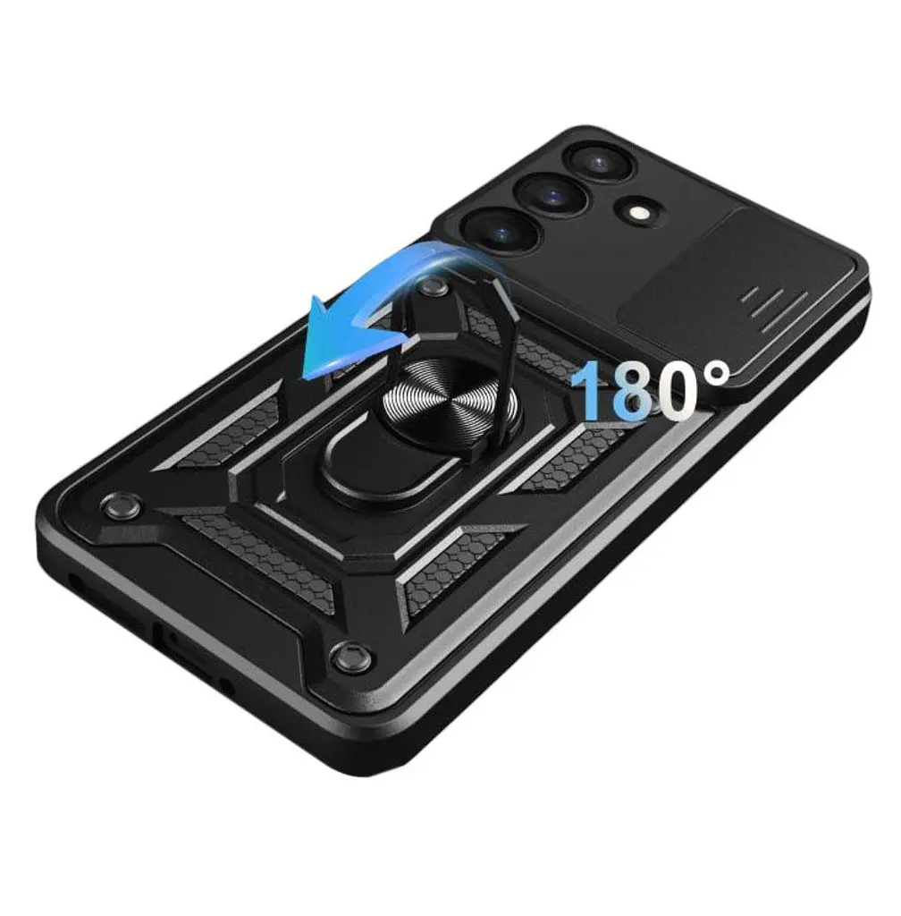 Чехол Primo Shockproof для Samsung Galaxy S26 Plus (SM-S947) - противоударный, с подставкой и шторкой для камеры - Black - фото 6
