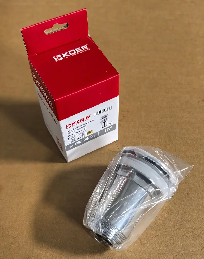 Донний клапан для раковини Koer PW-08-01 без переливу автоматичний Click-Clack 1 1/4″ Хром KR5786 - фото 5
