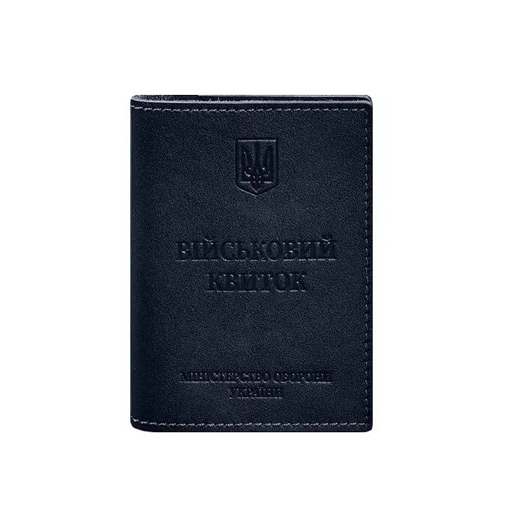Шкіряна обкладинка для військового квитка з кишенями 7.2 синій краст - фото 10