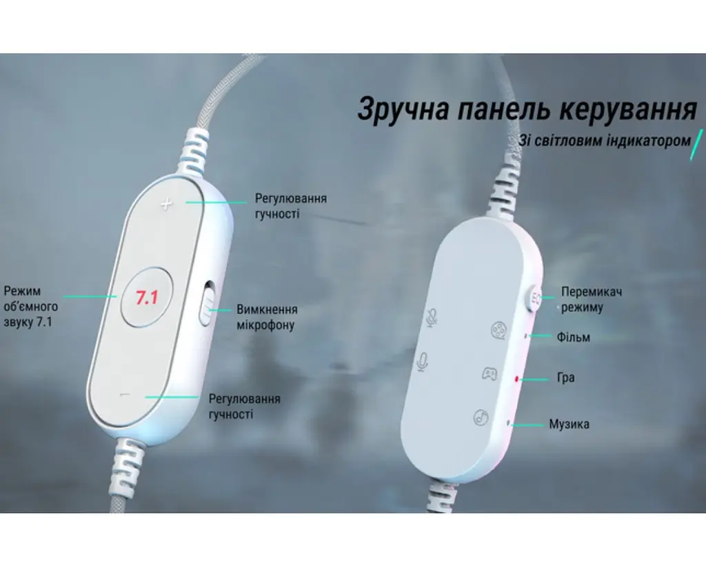 Ігрові навушники з мікрофоном Fifine H-6W RGB USB 7.1 White - фото 7