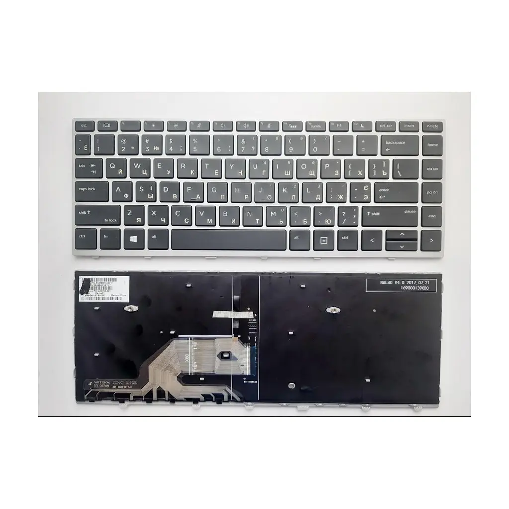 Клавіатура ноутбука HP ProBook 430/440/445 G5 чорна, срібр., підсв. (A46133)