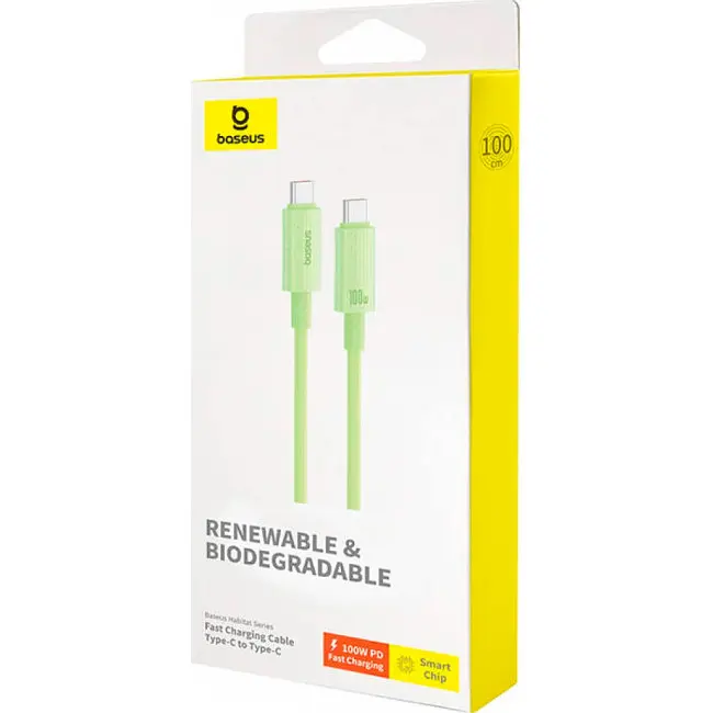 Кабель Baseus Habitat Series Fast Charging Cable Type-C to Type-C 100W 1m P10360202631-00 Green - фото 4