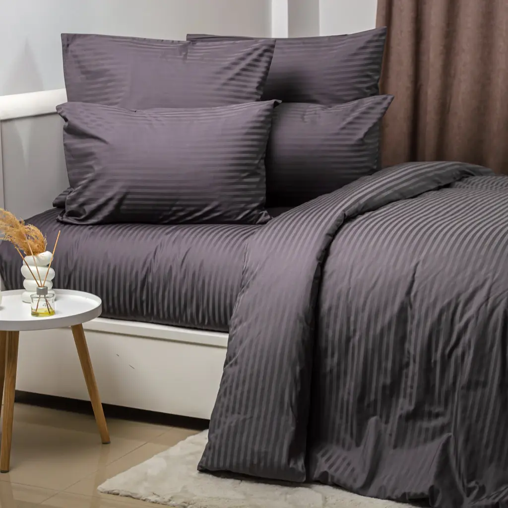 Комплект постільної білизни ТЕП Страйп Сатин Premium Graphite євро (2-04800_34074) - фото 2