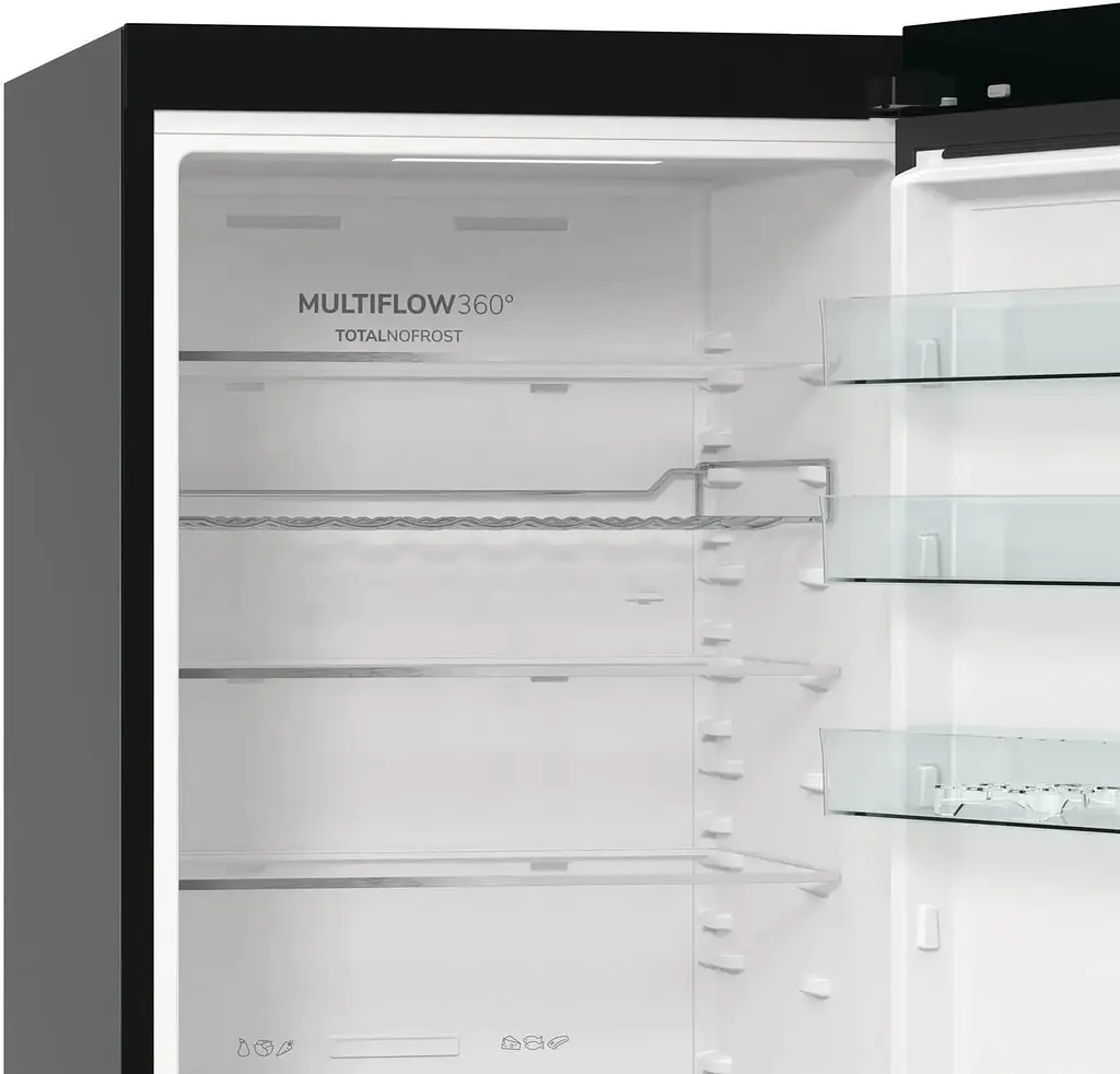 Холодильник Gorenje з нижн. мороз. камерою, 203х66х60см, 2 двері, 257(121)л, А+, Total NF, Зона св-ті, Інвертор, Зовн. Дисп, Wi-Fi, чорний - фото 5