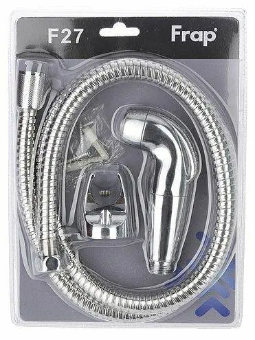 Гигиенический гарнитур Frap F27 (лейка, шланг, кронштейн), Хром - фото 3