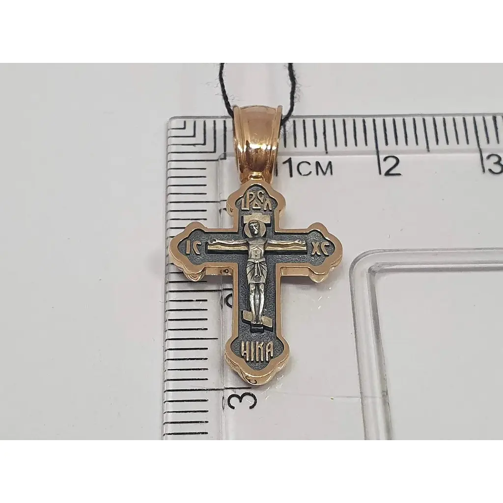Золотий хрестик Харківська ювелірна фабрика Розп'яття Христа. 11492-Ч - фото 4