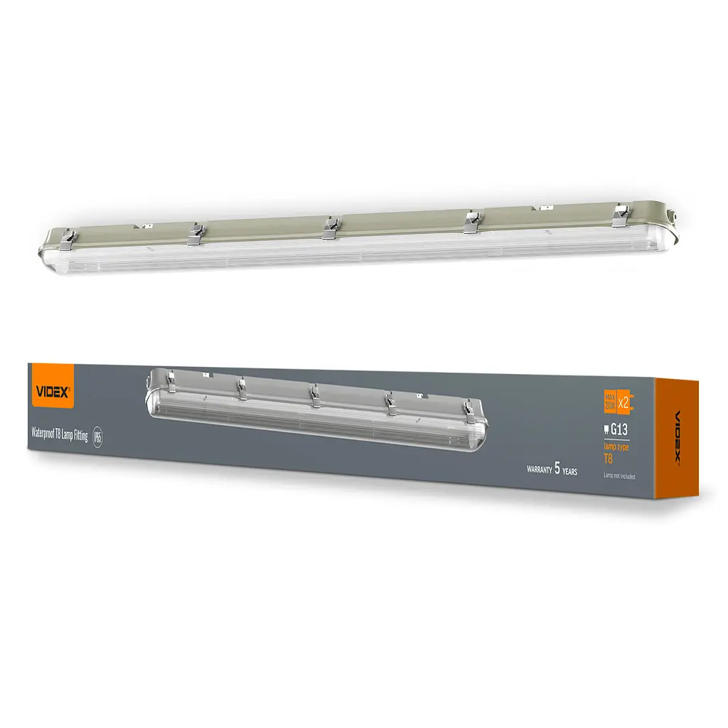 LED світильник IP65 лінійний під лампу 2хТ8 Videx 1.2М 220V (27666-000)