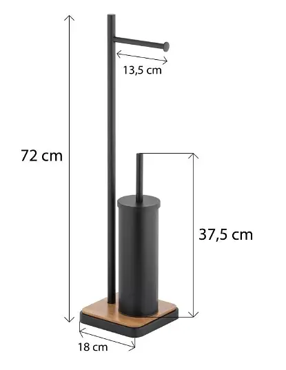 Стойка для ёршика и туалетной бумаги Yoka Dyka black bamboo P.DYKA-BLK, Черный матовый - фото 5