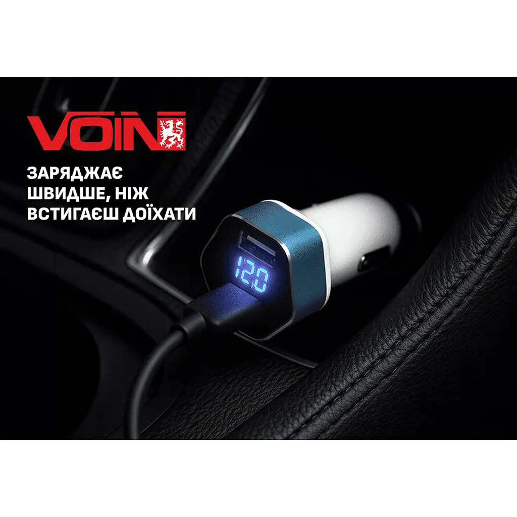 Автомобільний зарядний пристрій Voin 2USB 12/24V - 5V 2.4A + вольтметр (C-2406) - фото 5