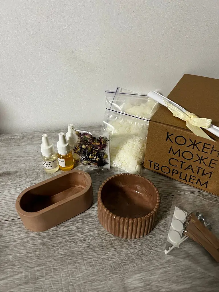 Подарунковий набір для створеня 2х свічок коричневий - фото 3