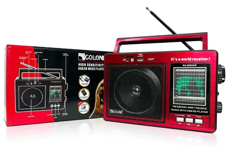 Радіоприймач Golon RX-006UAR радіо MP3 USB MicroSD робота від мережі батарейок Червоний - фото 8