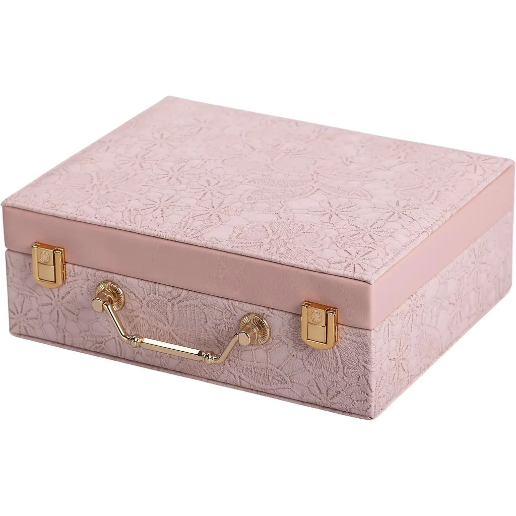 Кейс-органайзер для украшений Yiwu с накидными замками 24x18.5x8.5 см розовый HP-5-15P - фото 6