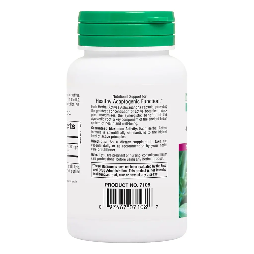 Ашваганда Nature's Plus Ashwagandha Herbal Actives 450 мг 60 вегетаріанських капсул - фото 2