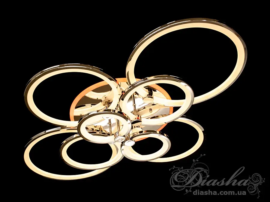 LED акриловая люстра с пультом, диммером и подсветкой, 235W, хром - фото 3