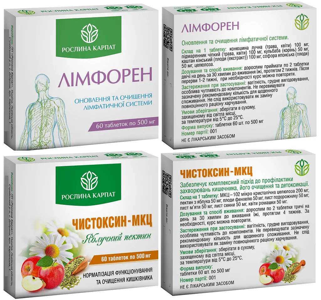 Програма очищення організму, 120штук, Чистоксин МКЦ, Лімфорен, "Рослина Карпат" - фото 2