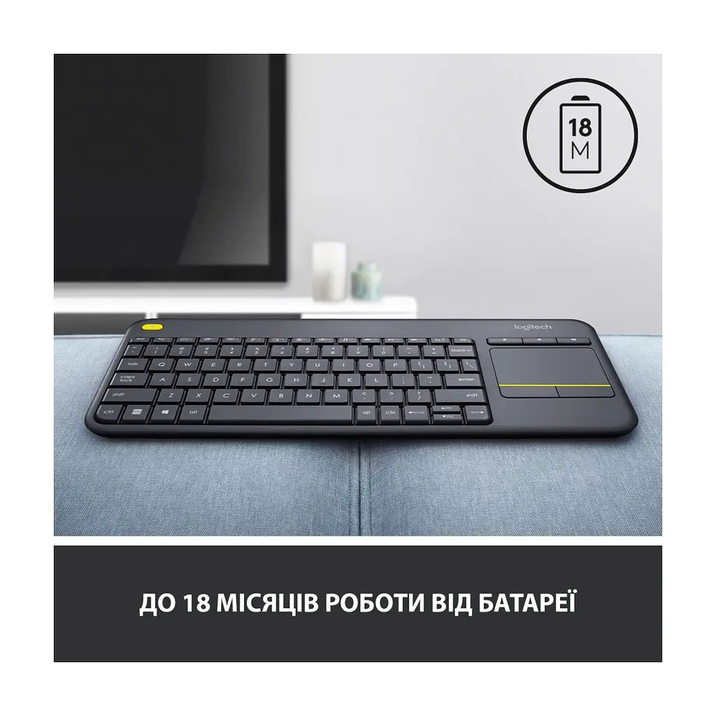 Клавіатура Logitech K400 Plus Touch Wireless UA Black (920-007145) - фото 7