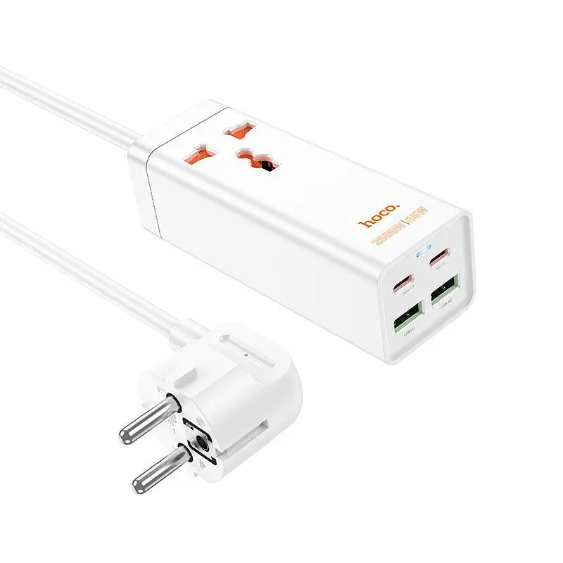 Подовжувач Hoco Barry desktop charger AC10A |2USB/2Type-C адаптер фільтр 4 порти і 1 розетка білий
