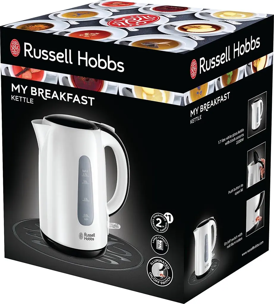 Электрочайник Russell Hobbs My Breakfast 1.7 л пластик бело-черный kuh0015320 - фото 3