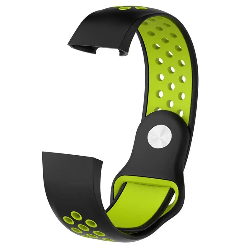 Силіконовий ремінець Primo з перфорацією для фітнес браслета Fitbit Charge 3/4 Black Green/розмір L - фото 3