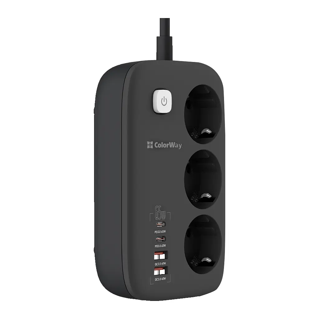 Мережевий фільтр живлення ColorWay CW-CHE34PDB 3 роз/4USB GaN3 Pro (CW-CHE34PDB) - фото 3