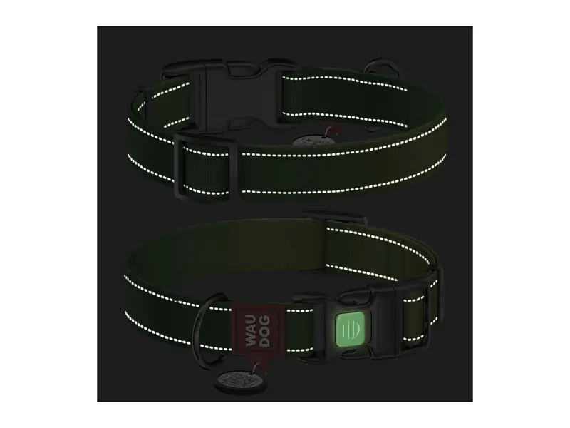Ошейник для животных WAUDOG Nylon Mono с QR паспортом, пластиковый фастекс S салатовый (52095) - фото 5