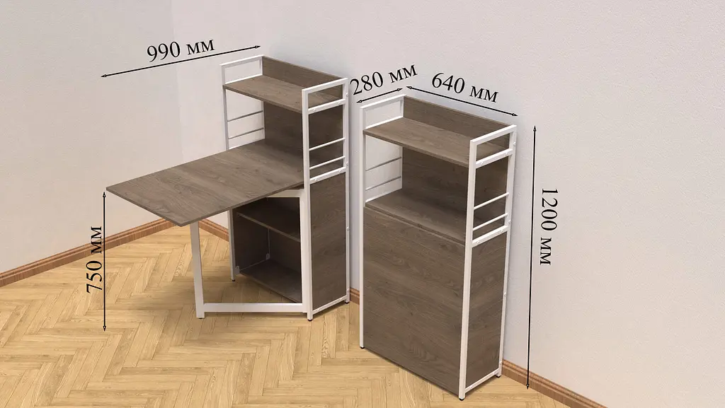 Стол книга с этажеркой Практик 1 Ferrum-decor 1200x640x990 Белый металл ДСП Дуб Сонома Трюфель 16 мм (FRD-104622) - фото 2