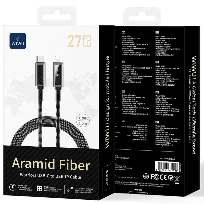 Дата кабель WIWU C080 Warriors Type-C to Lightning 27W 1 м Black - фото 6