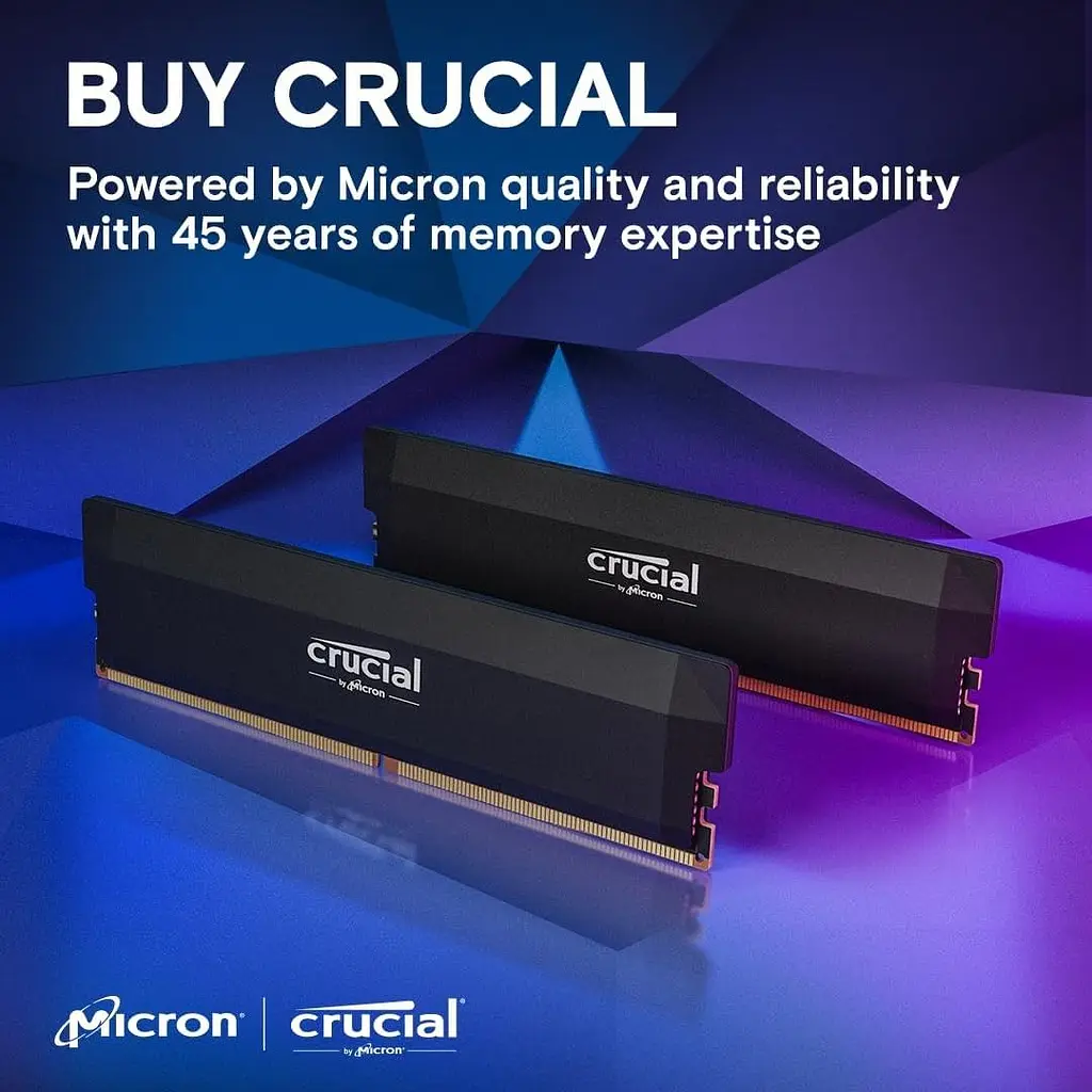 Модуль пам'яті DDR5 Crucial Pro OC 2х16GB 6400MHz Black (CP2K16G64C32U5B) [174276] - фото 2
