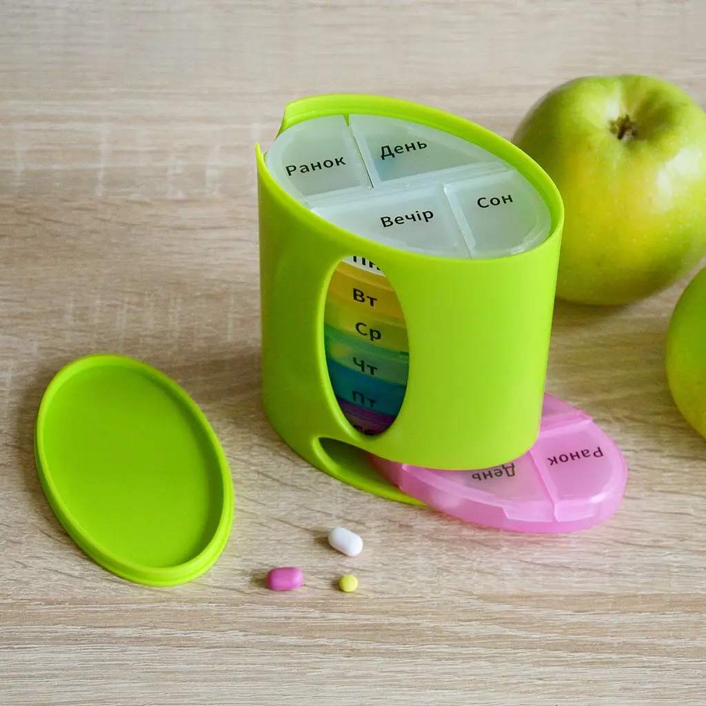 Органайзер для таблеток MBM My Home PC-04, 7 днів 12х9.6х6 см зелений (PC-04 GREEN) - фото 12