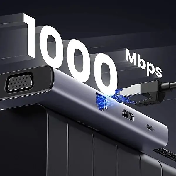 Док-станція USB3.1 Type-C --> HDMI 60Hz/VGA/USB 3.0х3/RJ45/SD/TF/PD 100W 9-in-1 CM498 Ugreen - фото 5