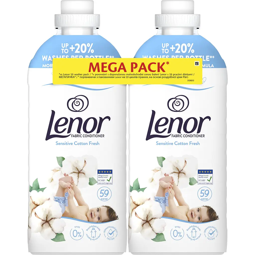 Набір кондиціонер для білизни Lenor Sensitive Cotton Freshness 2.478 л (2 шт. x 1,239 л) - фото 2