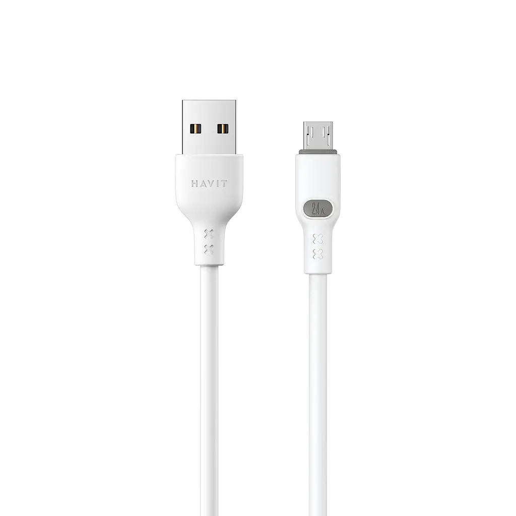 Кабель USB - Micro USB HAVIT HV-CB6292 2.4A 1м White (soft silicone) HAVIT (27928-000)