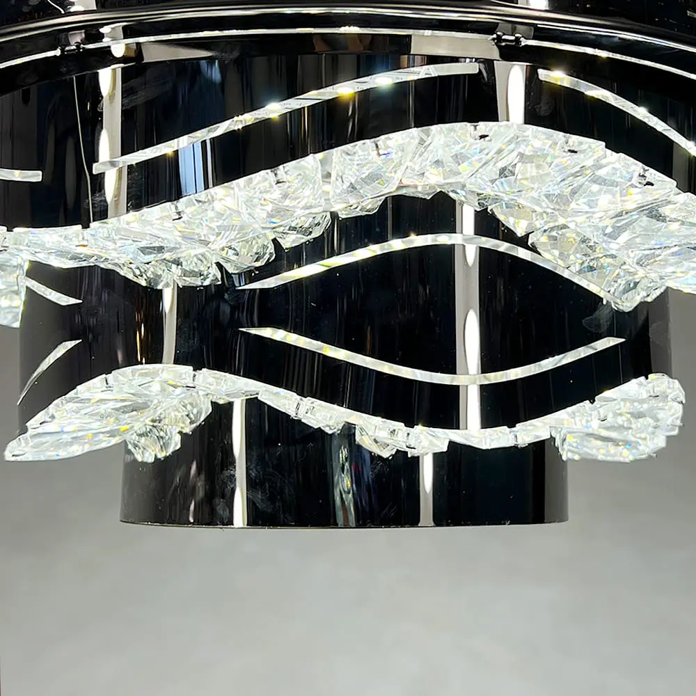 Хромированная потолочная люстра с прозрачным хрусталем Ø 40 см Ст. C 1784/400 | Line F - фото 5