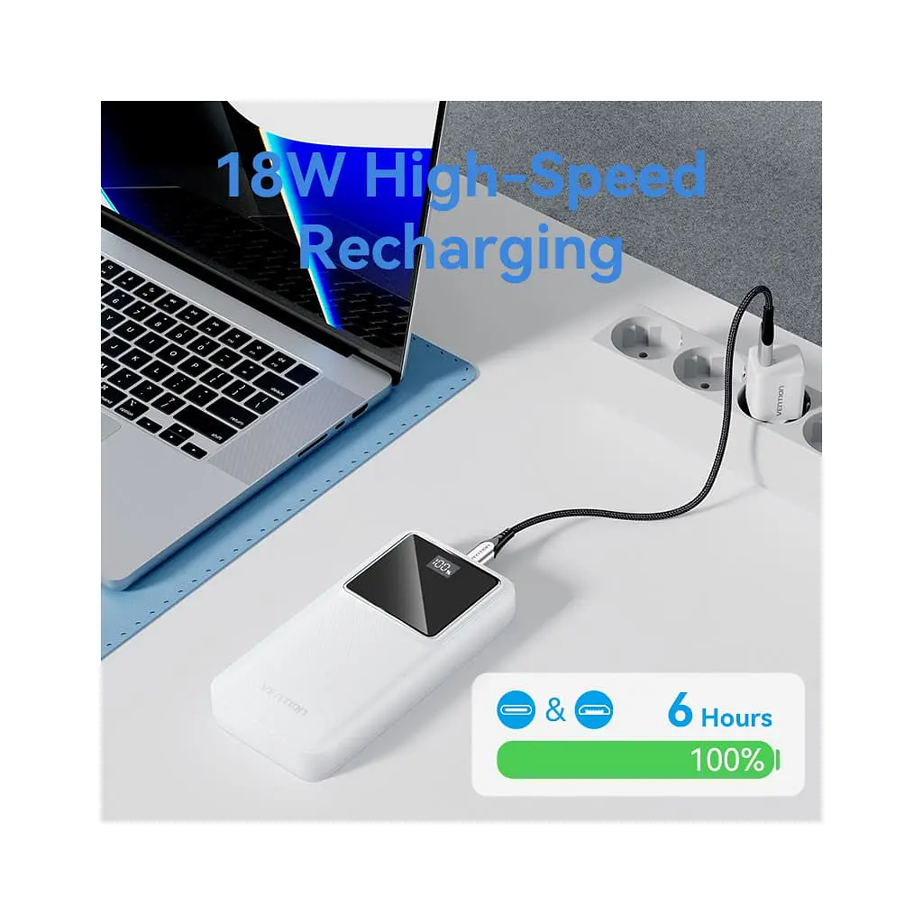 Батарея універсальна Vention 20000 mAh 22.5W Black LED Display Type (FHLB0) - фото 11