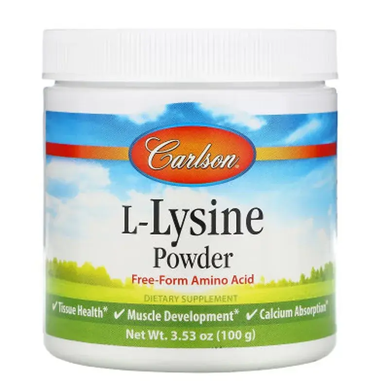 Аминокислота Carlson L-Лизин в порошке, L-Lysine, Amino Acid Powder, 100 г (CAR-06885)