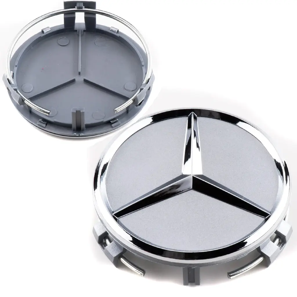 Ковпачки заглушки на литі диски Mercedes 75 / 70 мм Сірі 1 шт