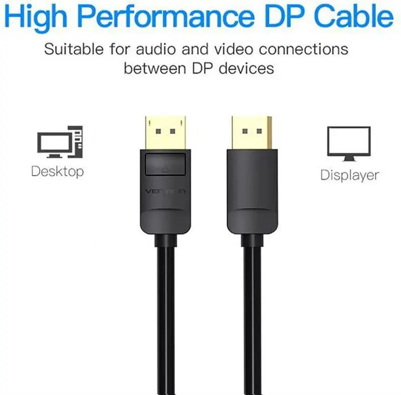 Кабель Vention DisplayPort - DisplayPort (M/M), 1 м, чорний (HACBF) - фото 6