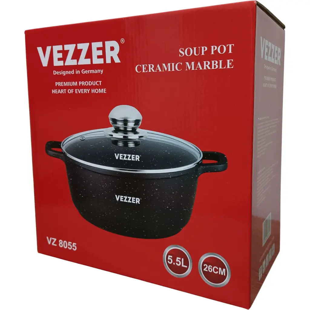 Каструля Vezzer з кришкою 26 см 5.5 л чорна (VZ8055) - фото 7