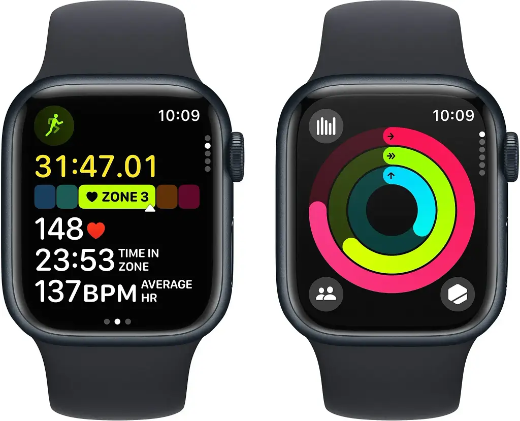 Смарт-часы Apple Watch Series 9 GPS 41mm Midnight Aluminium Case with Midnight Sport Band - S/M (MR8W3QC/A) - фото 8
