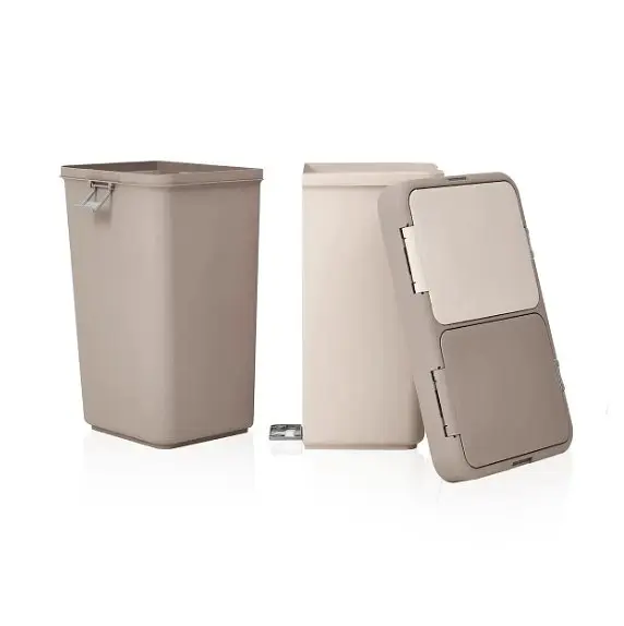 Кошик для білизни Motek подвійний бежевий/молочний 40+40 л (MT-09) - фото 2