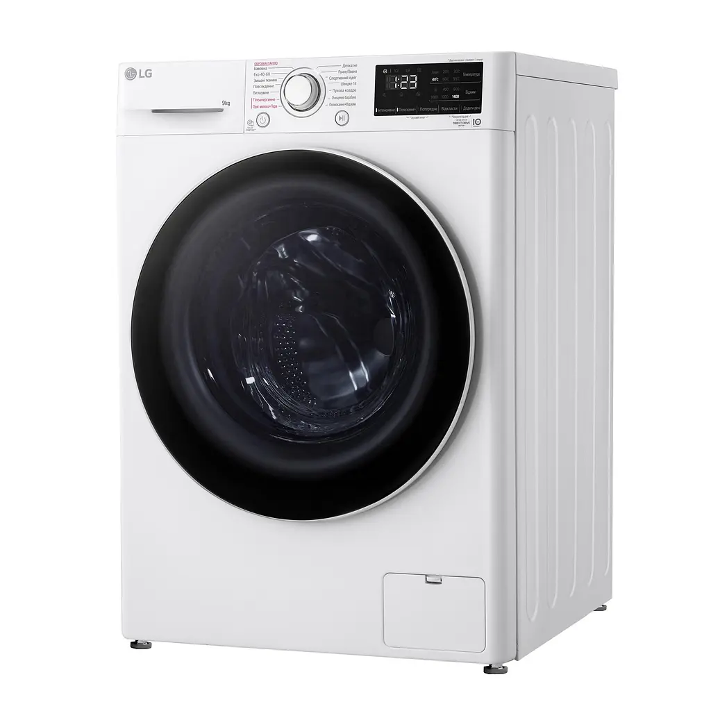 Пральна машина LG фронтальна, 9кг, 1400, A+++, 57см, дисплей, пара, інвертор, білий (F4V3VS0WW) - фото 5