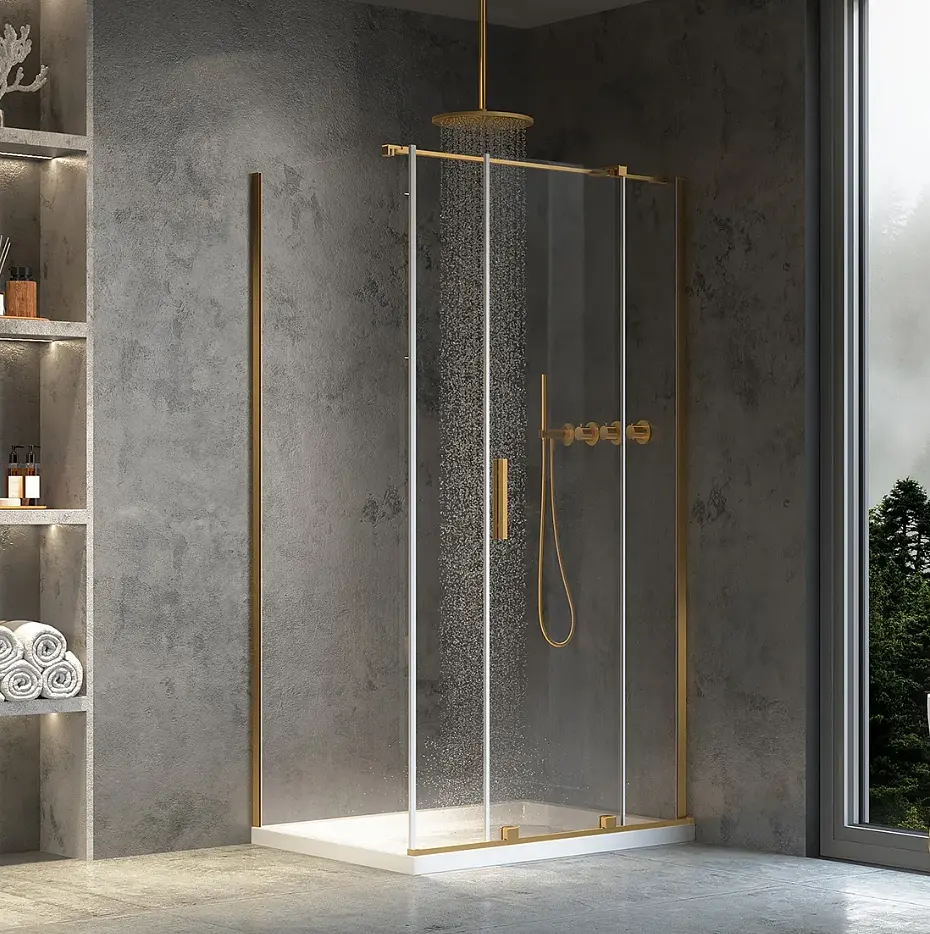 Душова кабіна Rea Montana 130x100 brashed gold KPL-K2518, Золотий, Універсальна, прозорий, золотий - фото 2
