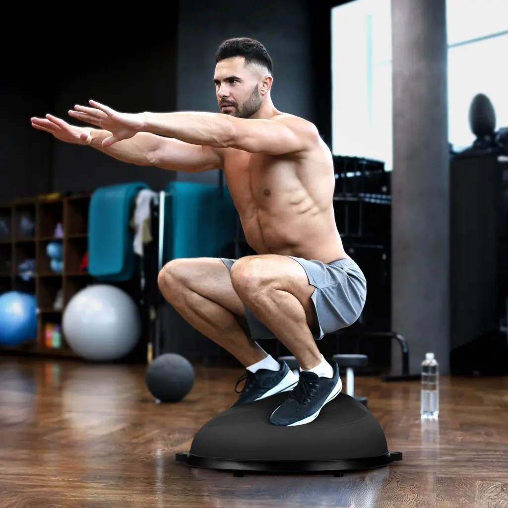 Балансувальна півсфера Gymtek Flex Core Half Ball 58см з еспандерами + насос чорний - фото 5