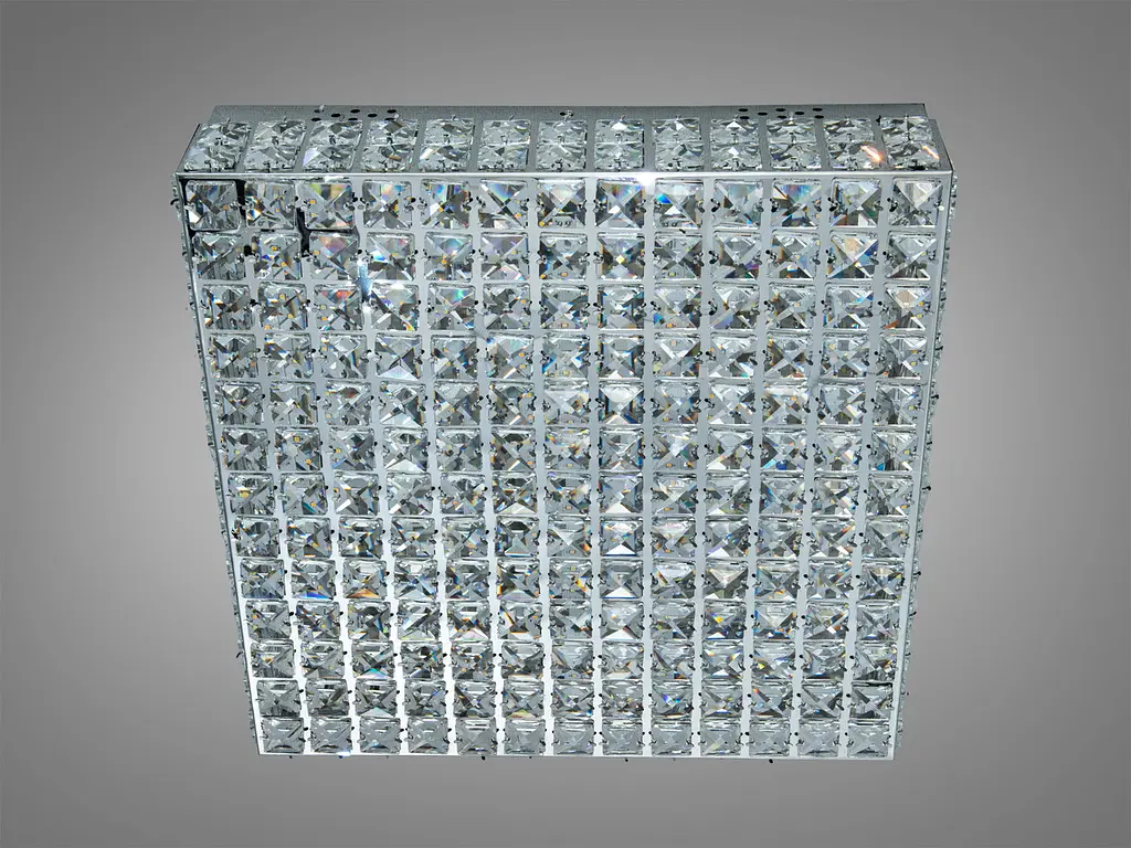 Стельовий кришталевий LED-світильник Diasha 82W, 48×48 см — хром, пульт, диммер - фото 4