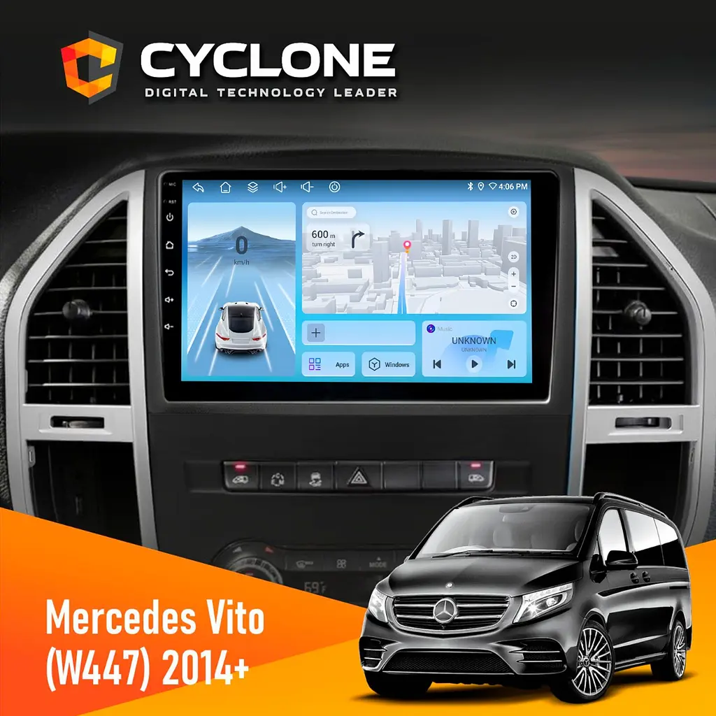 Штатна магнітола Mercedes-Benz Vito (W447) 2014 Cyclone C10-012 4x64 DSP 4G Cyclone (НФ-00007736) - фото 2