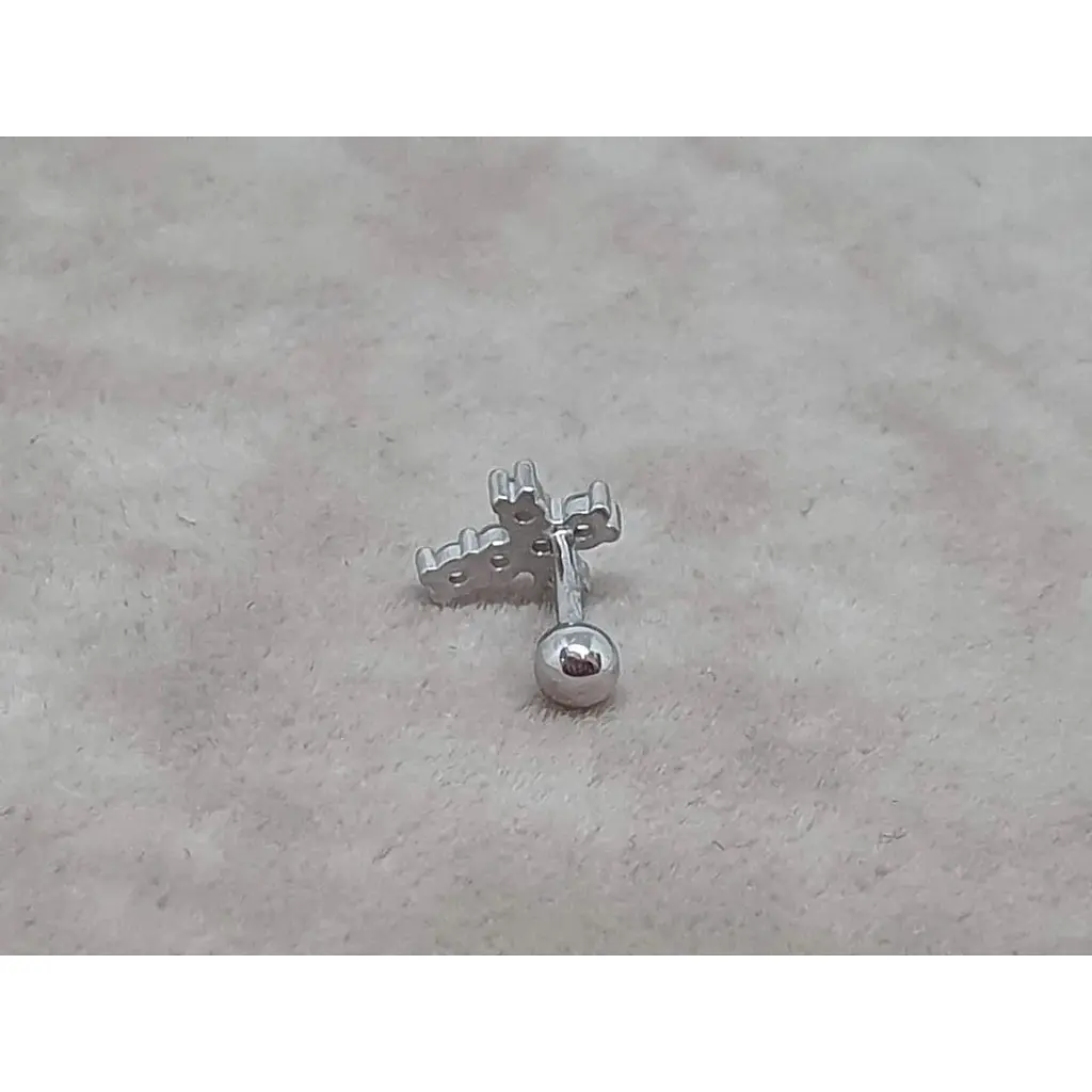 Серебряная серьга для пирсинга хеликса Ирий Крестик с фианитами. 40102ШТ - фото 5