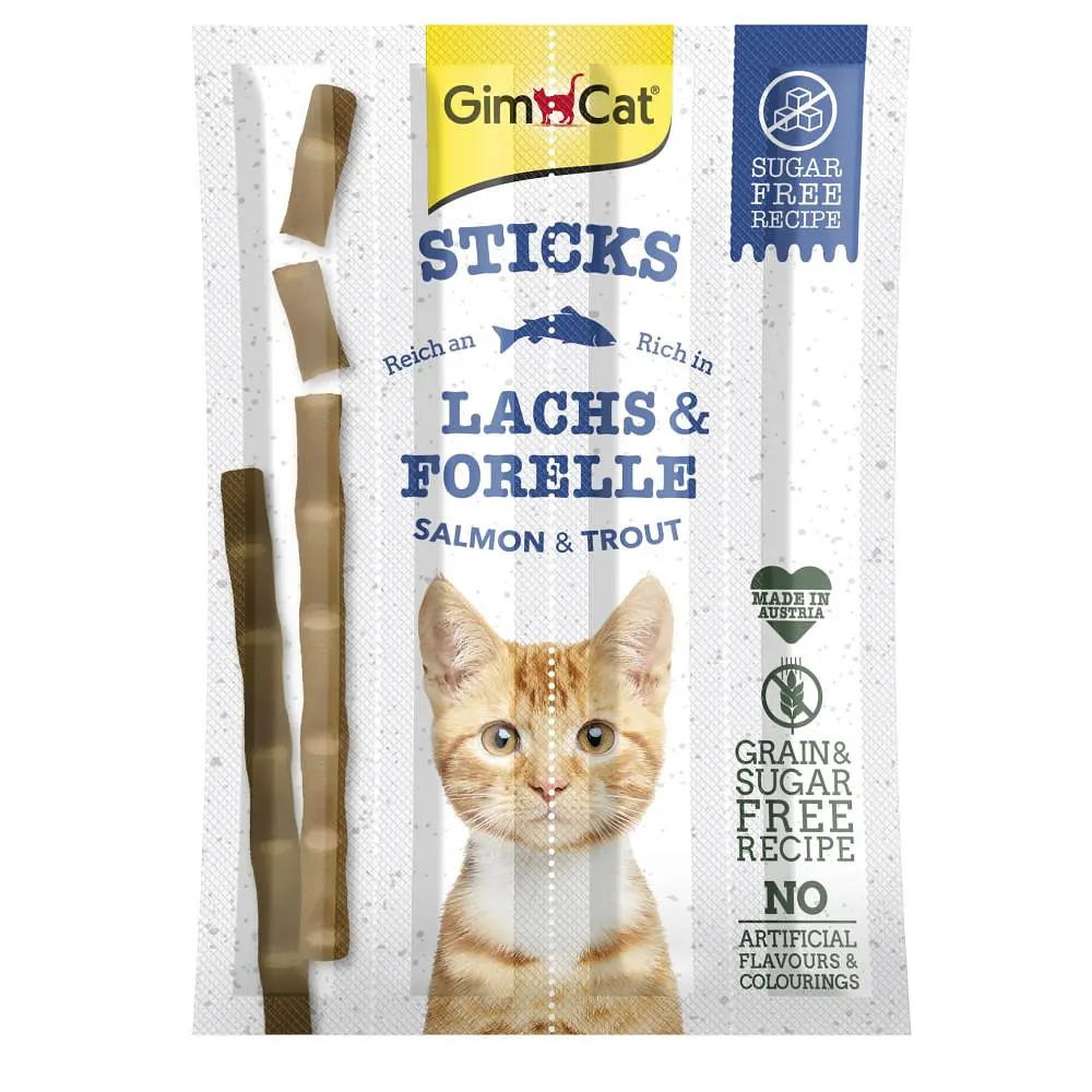 Ласощі для кішок GimCat Sticks Salmon&Trout з лососем та фореллю 4 шт по 5 г (G-400778)