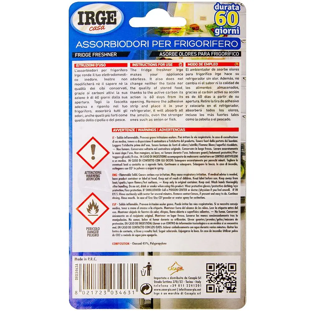 Поглотитель запаха для холодильника Irge до 60 дней с активированным углем (DEO3463A) - фото 2